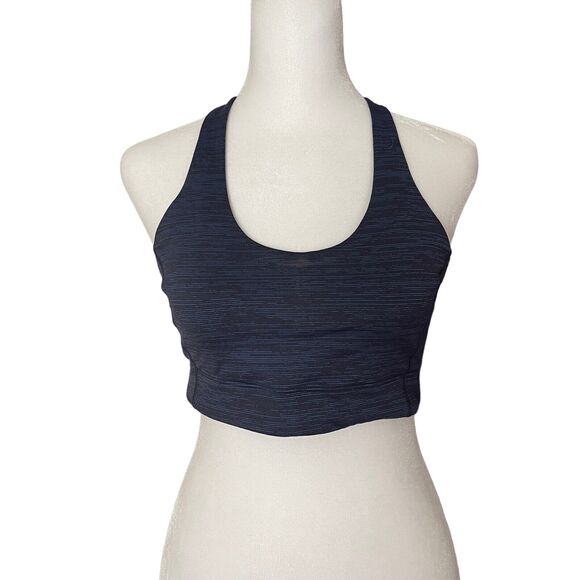 Outdoor Voices Small Sports Bra Racerback Cutout Space Dye Blue Black - Picture 1 of 8